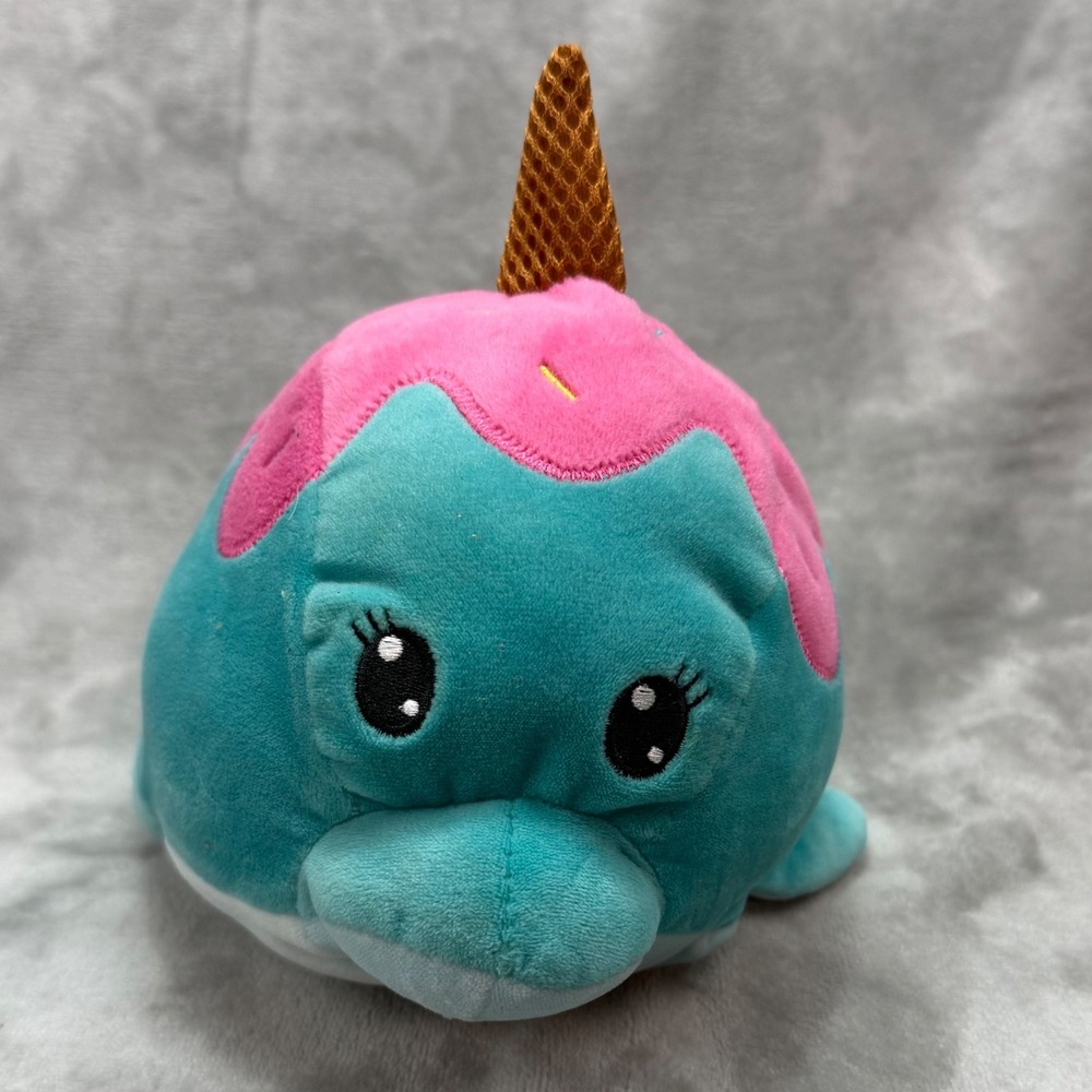 Narwhal Plush Ice Cream Cone Stuffed Animal‎ Teal Pink Toy Cute